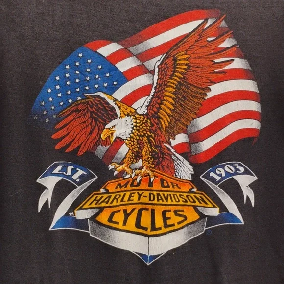 SALE! RARE! 3D Emblem Vintage Harley-Davidson Eagle Landing Shirt Sz.m (X-67) - Picture 2 of 9